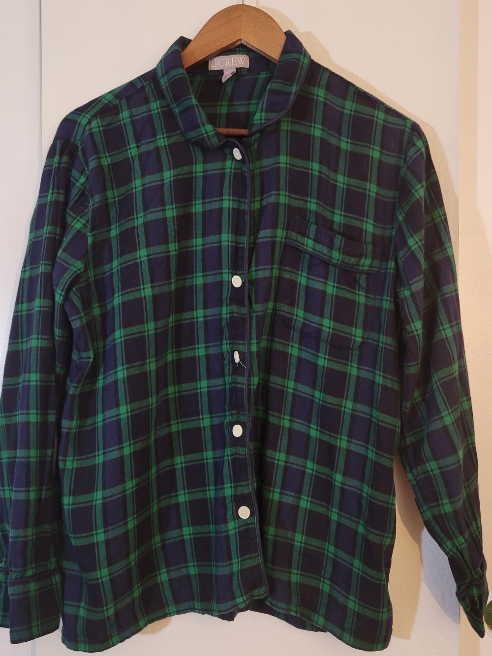 J.Crew Very Soft  Green Navy Plaid Button-Up Shirt